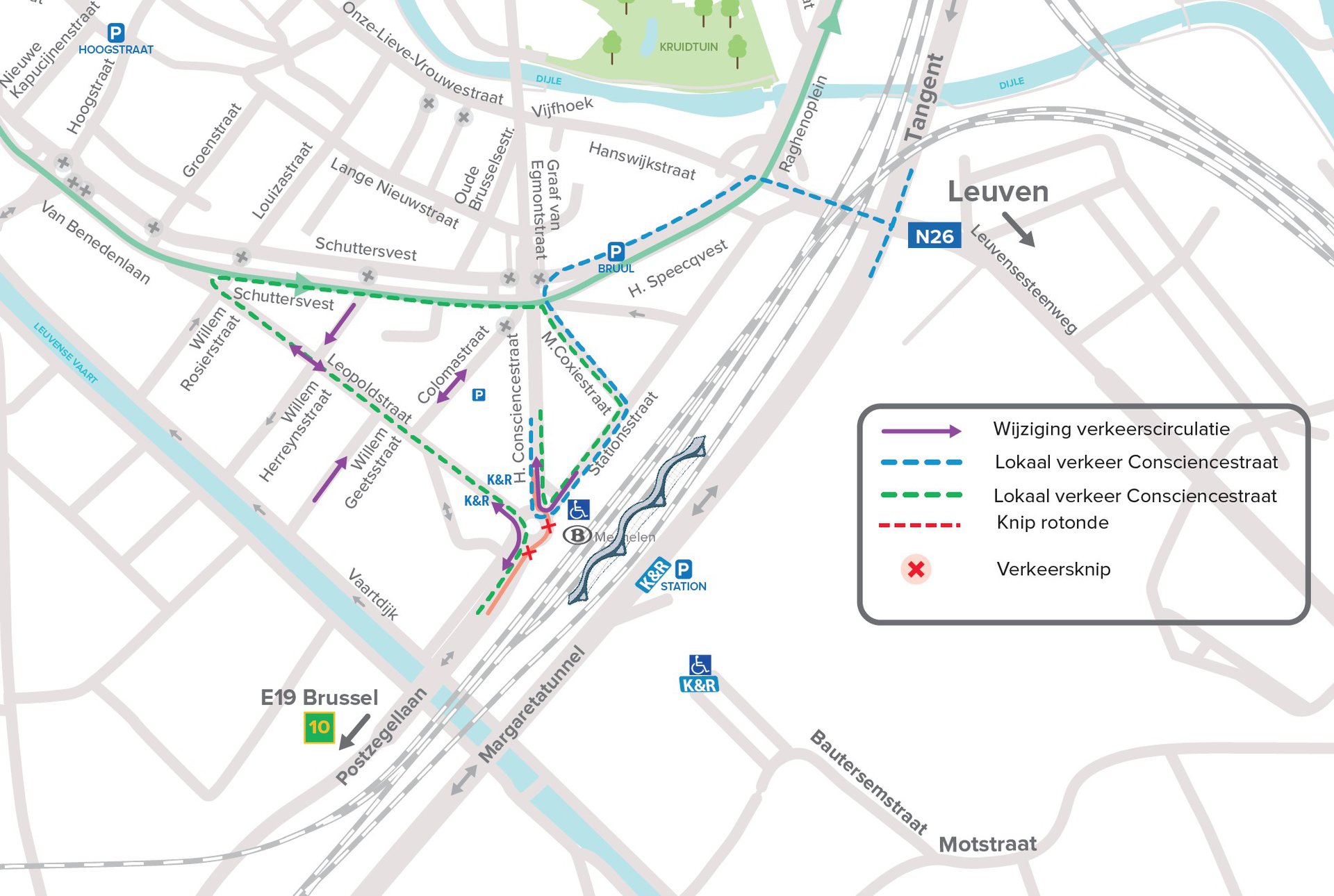 Plan bereikbaarheid station Mechelen per auto