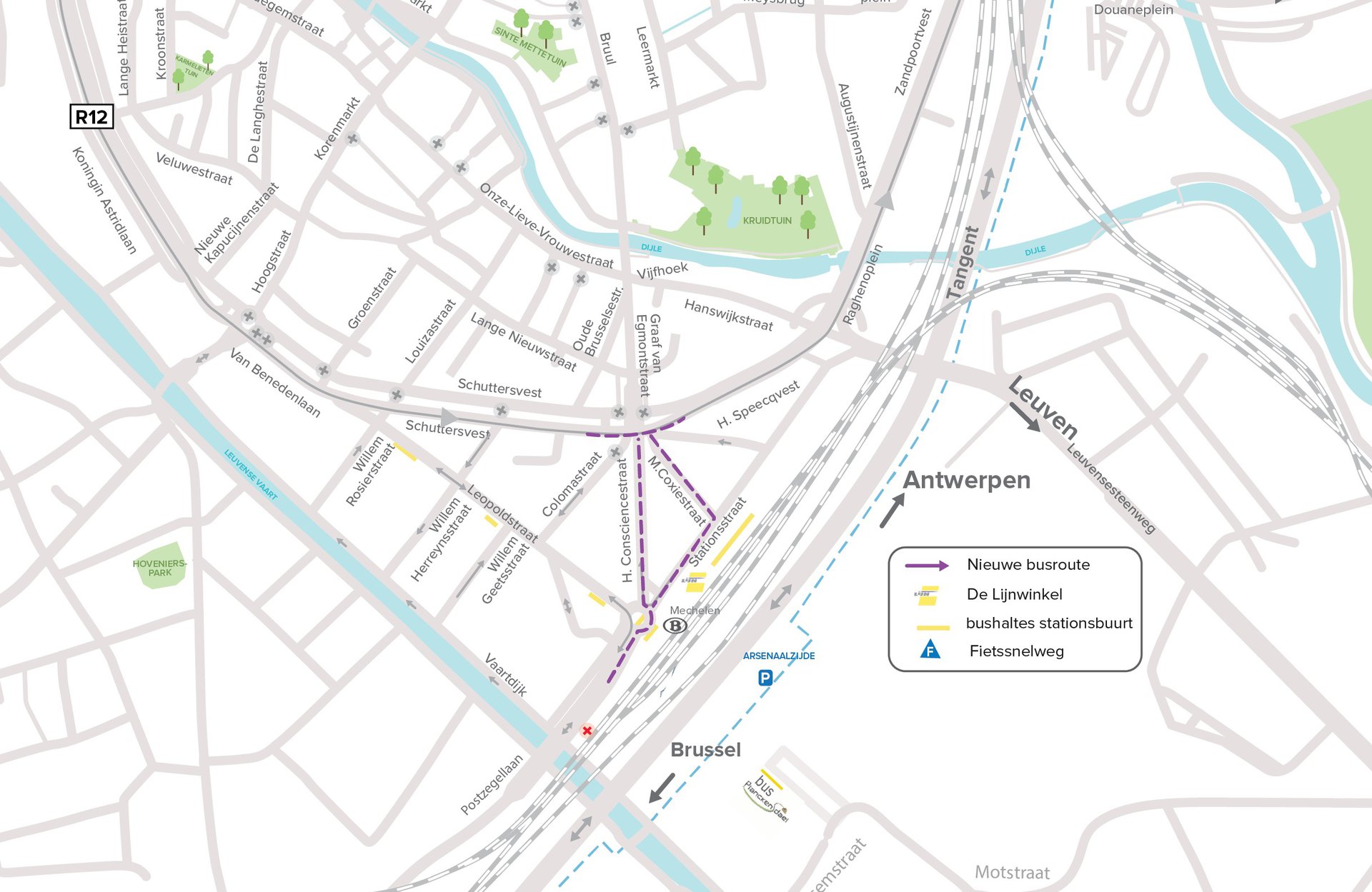 Plan: bereikbaarheid van station Mechelen met de bus