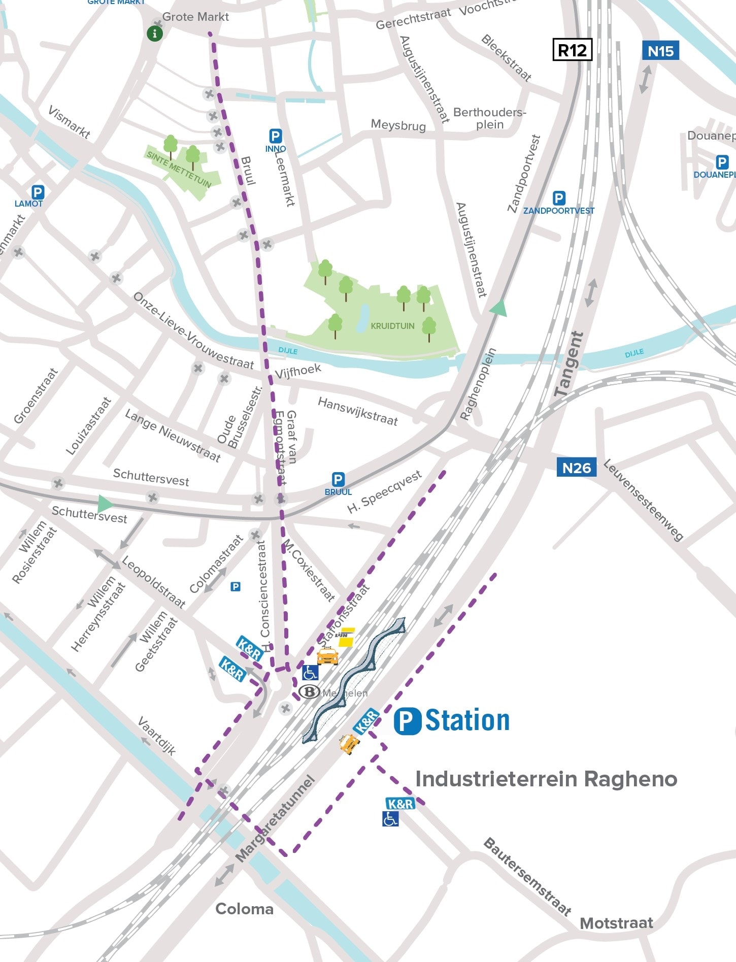 Plan: bereikbaarheid van station Mechelen te voet